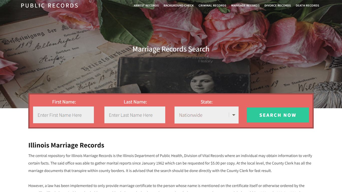 Illinois Marriage Records | Enter Name and Search. 14Days Free